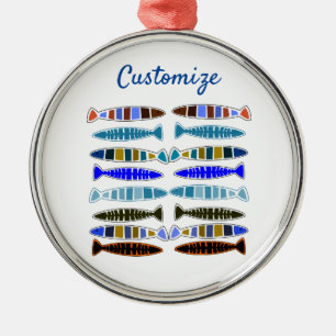 Multi-coloured striped fish Thunder_Cove Metal Ornament