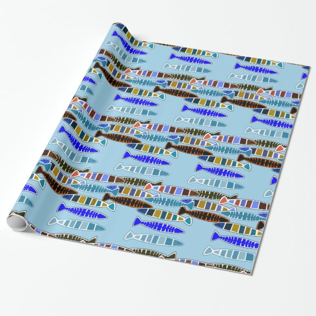 Multi-coloured striped fish Thunder_Cove  Wrapping Paper (Unrolled)