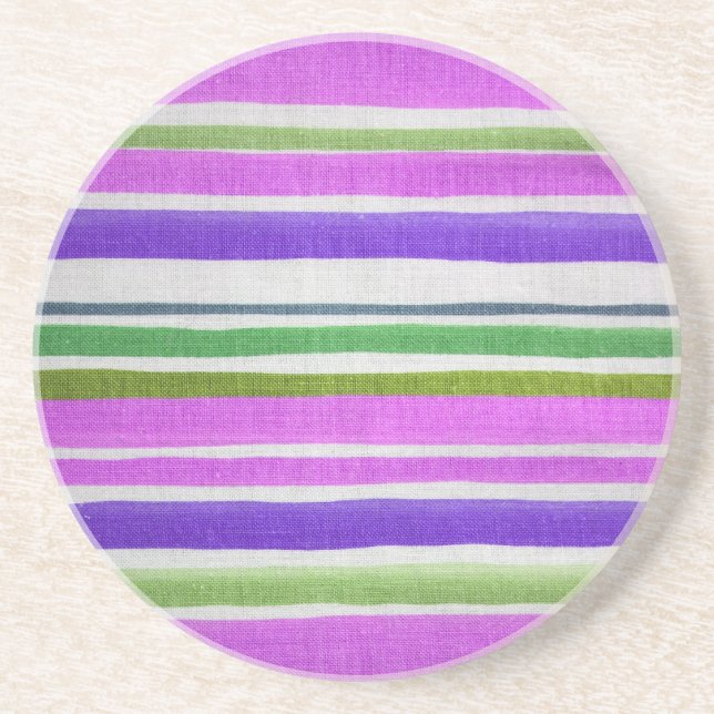 Multi-coloured Striped Sandstone Coaster (Front)