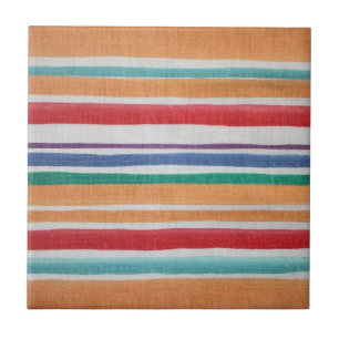 Multi-coloured Stripes Ceramic Tile