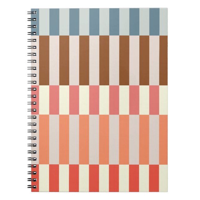 Multi-coloured stripes design pattern notebook (Front)