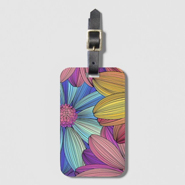 “Multi-Coloured Sunflower“ Acrylic Luggage Tag (Front Vertical)
