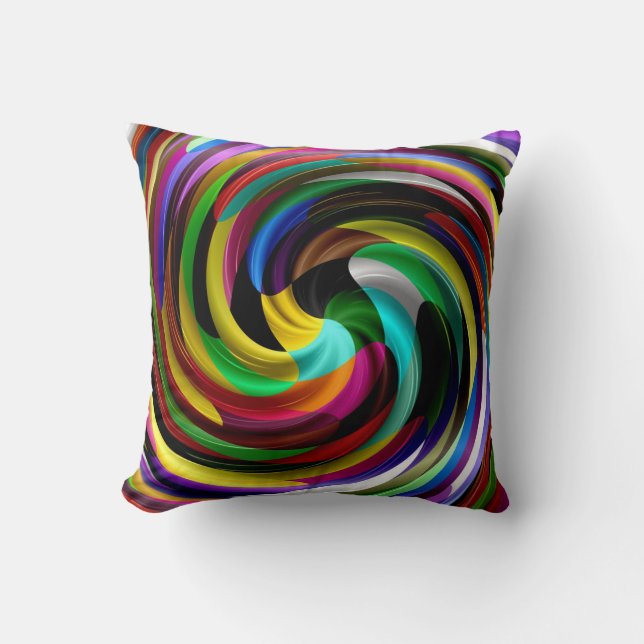 Multi Coloured Swirl Retro Art Design Abstract Throw Pillow (Front)