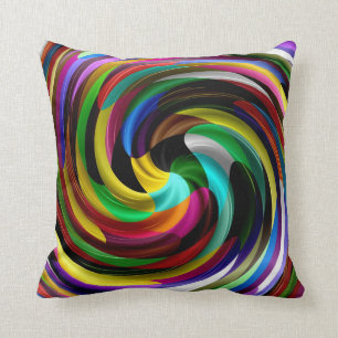 Multi Coloured Swirl Retro Art Design Abstract Throw Pillow