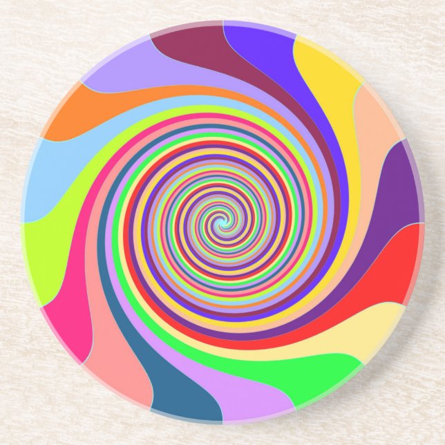Multi-coloured Swirl Sandstone Coaster (Front)