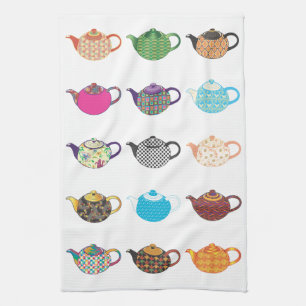 Multi-coloured Tea Kettles Kitchen Towel