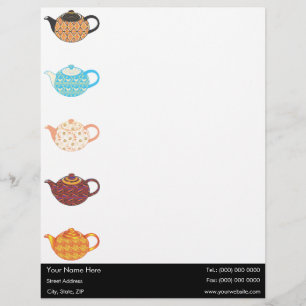 Multi-coloured Tea Kettles Letterhead