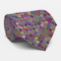 Multi Coloured Tiled Pattern Tie
