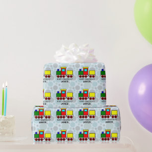 Multi Coloured Train Personalized Wrapping Paper