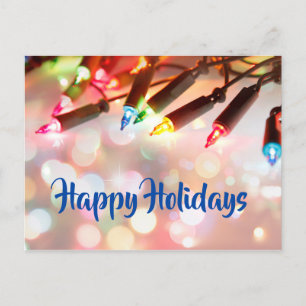 Multi-coloured Twinkle Lights, bokeh, Holiday Postcard