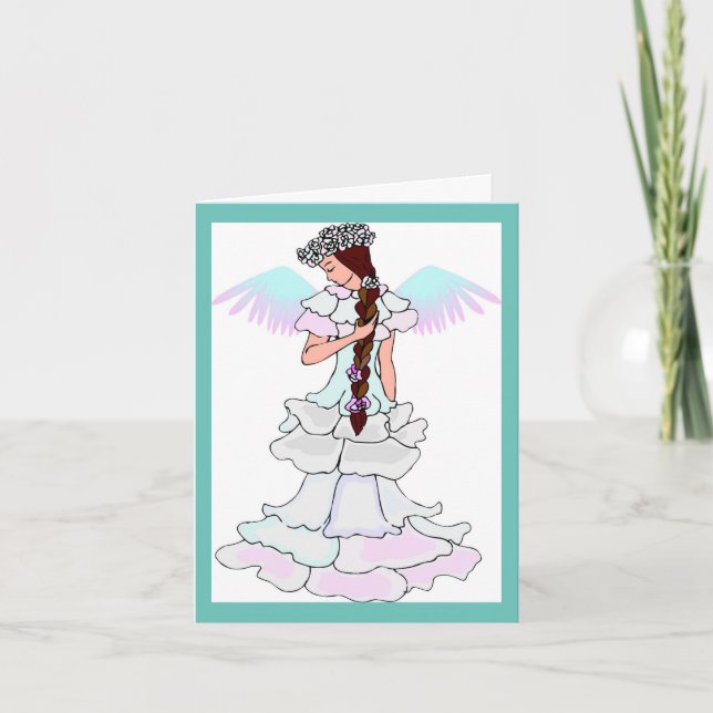 Multi-Coloured Wings Angel Birthday Greeting Card (Front)