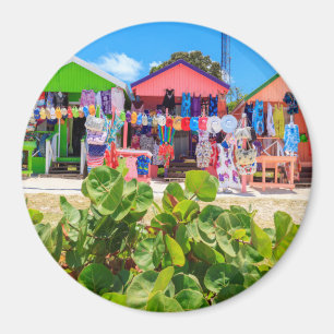 Multi Coloured Wood Cottages   Long Bay Beach Magnet