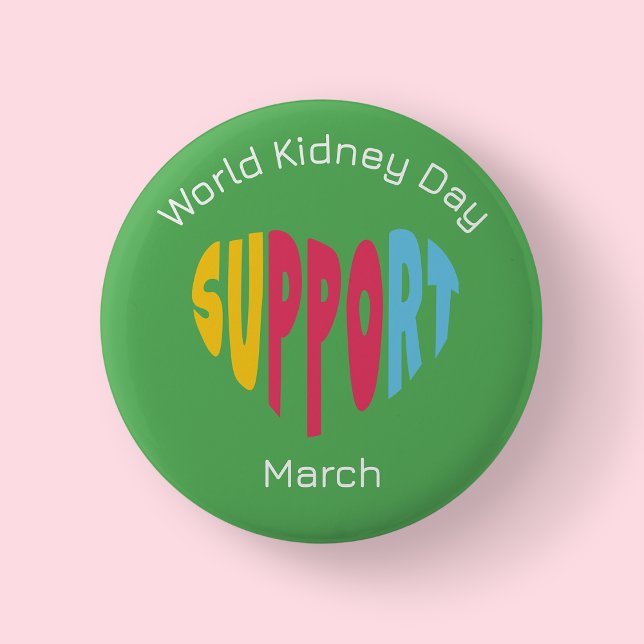 Multi Coloured - World Kidney Day  2 Inch Round Button (Kidney)