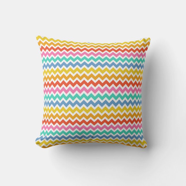 Multi-coloured Zig-Zag Design Throw Pillows (Front)