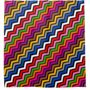 Multi Coloured Zigzag Chevron Black Design 