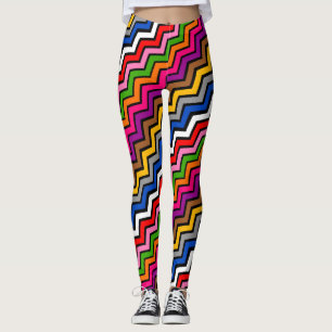 Multi Coloured Zigzag Chevron Black Design  Leggings