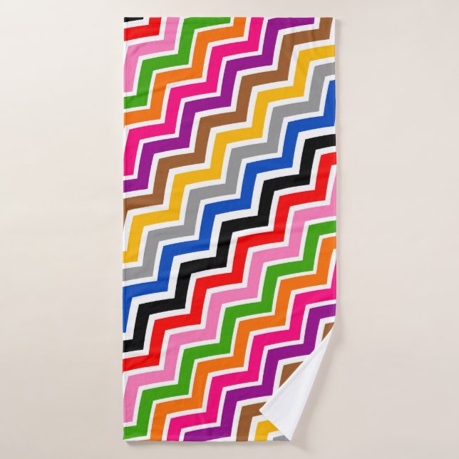 Multi Coloured Zigzag Chevron Pattern Design  Bath Towel (Bath Towel)