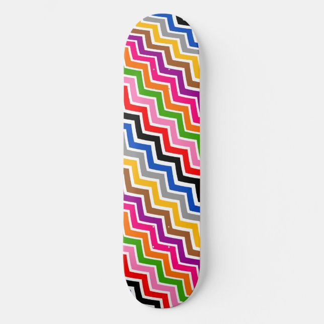 Multi Coloured Zigzag Chevron Pattern Design  Skateboard (Front)