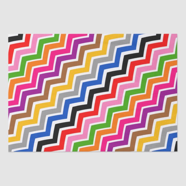 Multi Coloured Zigzag Chevron Pattern Design  Tissue Paper (Front)