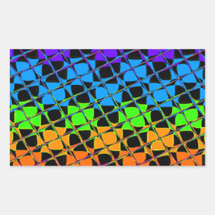 Multi colourful chequered rainbow mirror image sticker