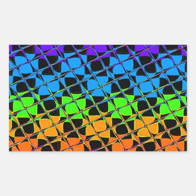 Multi colourful chequered rainbow mirror image sticker (Front)