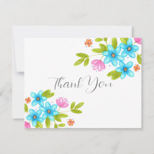 Multi Colourful Watercolor Bouquet Thank You Card