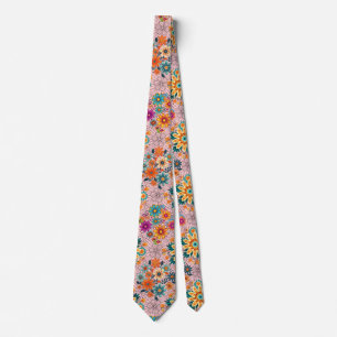 Multi-colours flower pots pattern. black tie
