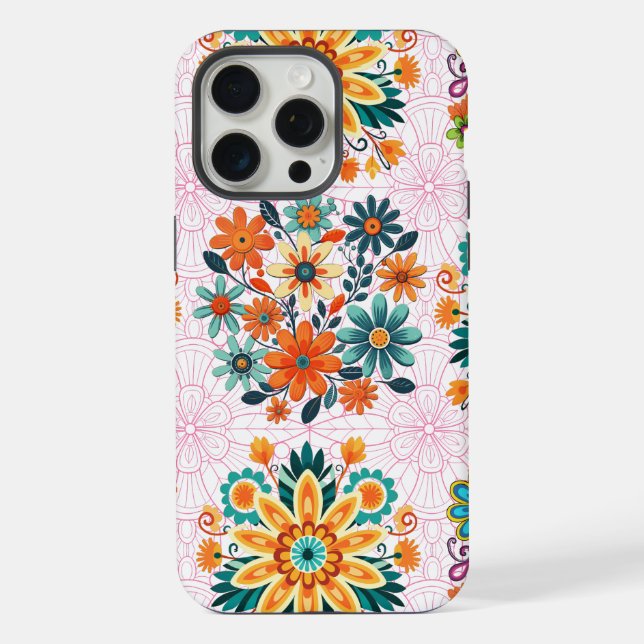 Multi-Colours Flower Pots Pattern - Pink iPhone Case (Back)