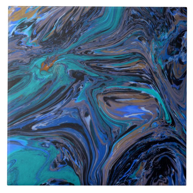 Multi colours swirled faux marble pattern tile (Front)