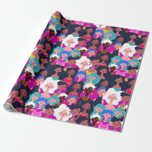 Multi-Cultural Women Colorful Pattern Wrapping Paper