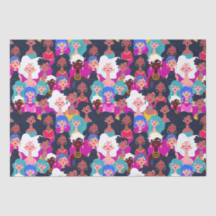 Multi-Cultural Women's Faces Pattern Tissue Paper