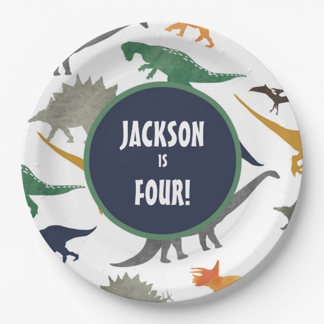 Multi Dinosaur Paper Plates (Front)