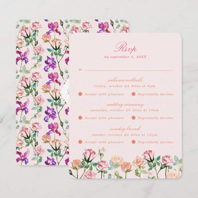 Multi Event Boho Chic Maximalist RSVP Card (Front/Back)