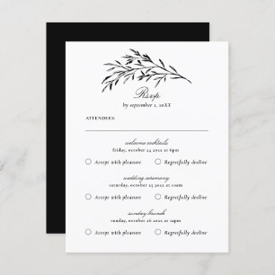 Multi Event Vintage Black Foliage Leaf RSVP Card