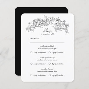 Multi Event Vintage Black Romantic RSVP Card