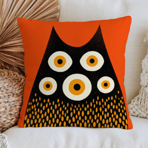Multi-Eyed Monster Spooky Cute Halloween Throw Pillow