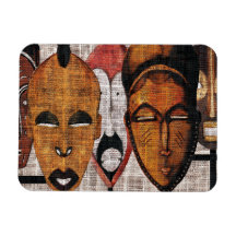 Multi Face Tribal Photo Magnet
