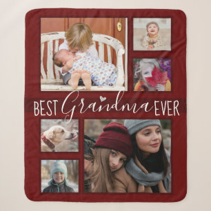 Multi Family Photo Best Grandma Ever Wine Sherpa Blanket