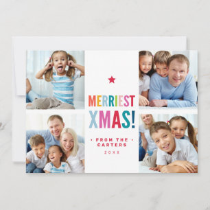 MULTI FAMILY PHOTO festive modern minimal colourfu Holiday Card