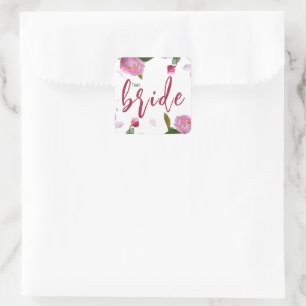 Multi Floral Bridal Shower Square Sticker
