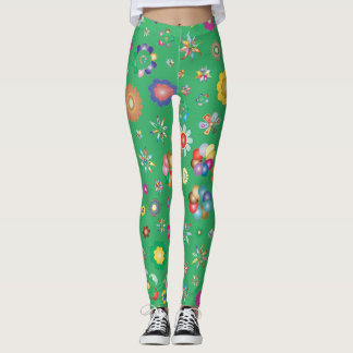 Multi Flowers Green Legging