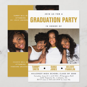 Multi Friend Graduation Party Invitation