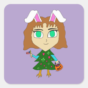 Multi Holiday Chibi Square Sticker