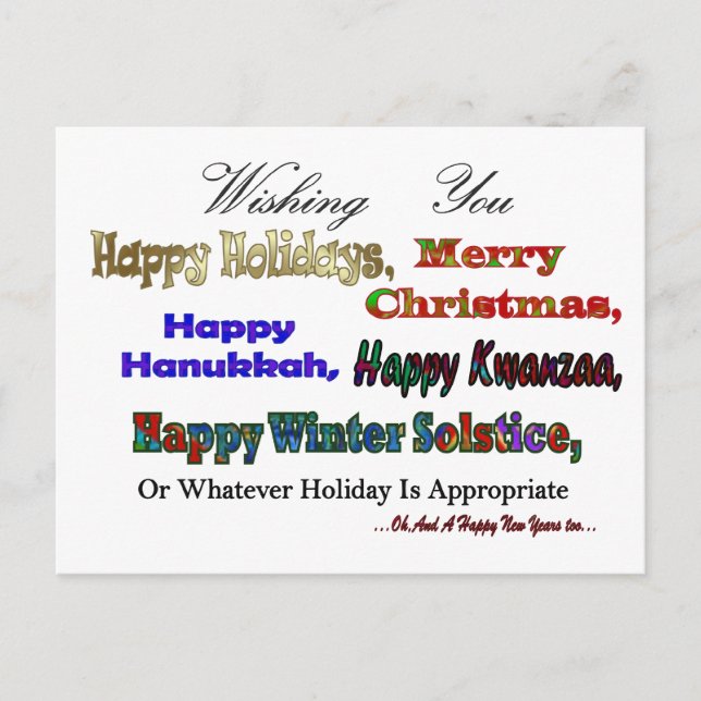 Multi holiday greetings postcard (Front)