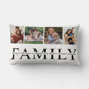 Multi Holiday Photos Christmas quote Simple family Lumbar Pillow