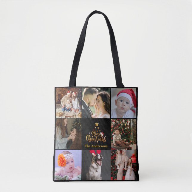 Multi Holiday Photos | Merry Christmas | Gift Tote Bag (Front)