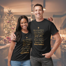 Multi-Language Golden Glitter Christmas Greetings