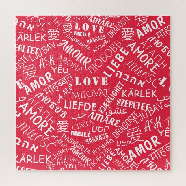 Multi Language Jigsaw Puzzle Love Word Text (Vertical)