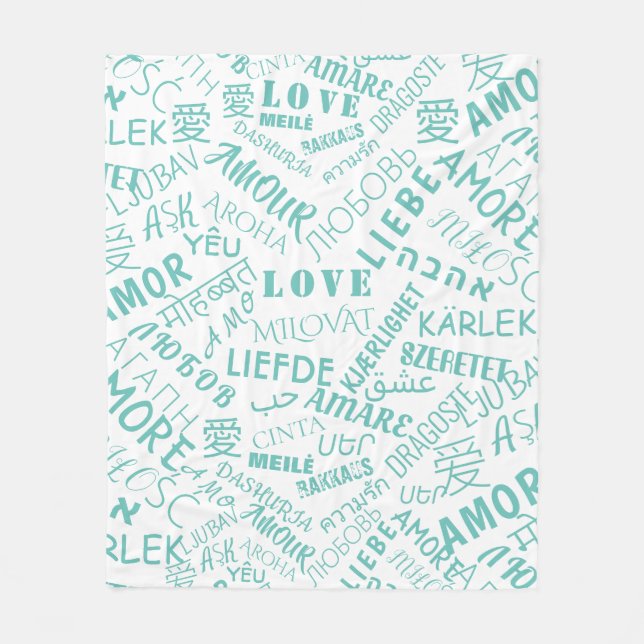 Multi Language Love Text Fleece Blanket Your Colou (Front)