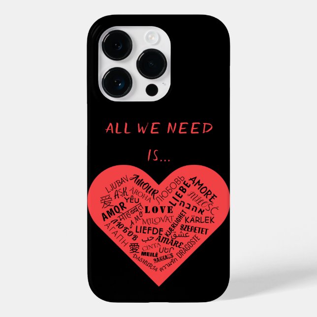 Multi Language Love Text Heart Custom Colours Case-Mate iPhone Case (Back)